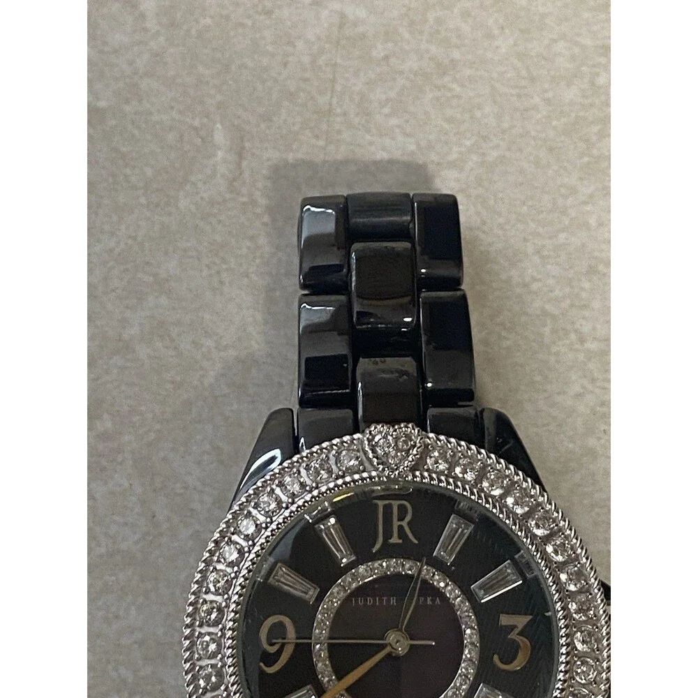 Judith Ripka Ceramic and Stainless Steel Diamonique Bracelet Watch